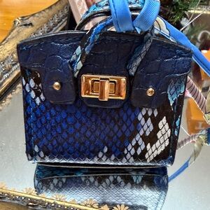 Blue and Black Snakeskin Pattern Handbag Charm